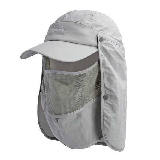 Windproof UV Blocking Sun Protection Hat(Cover Face) - Gray